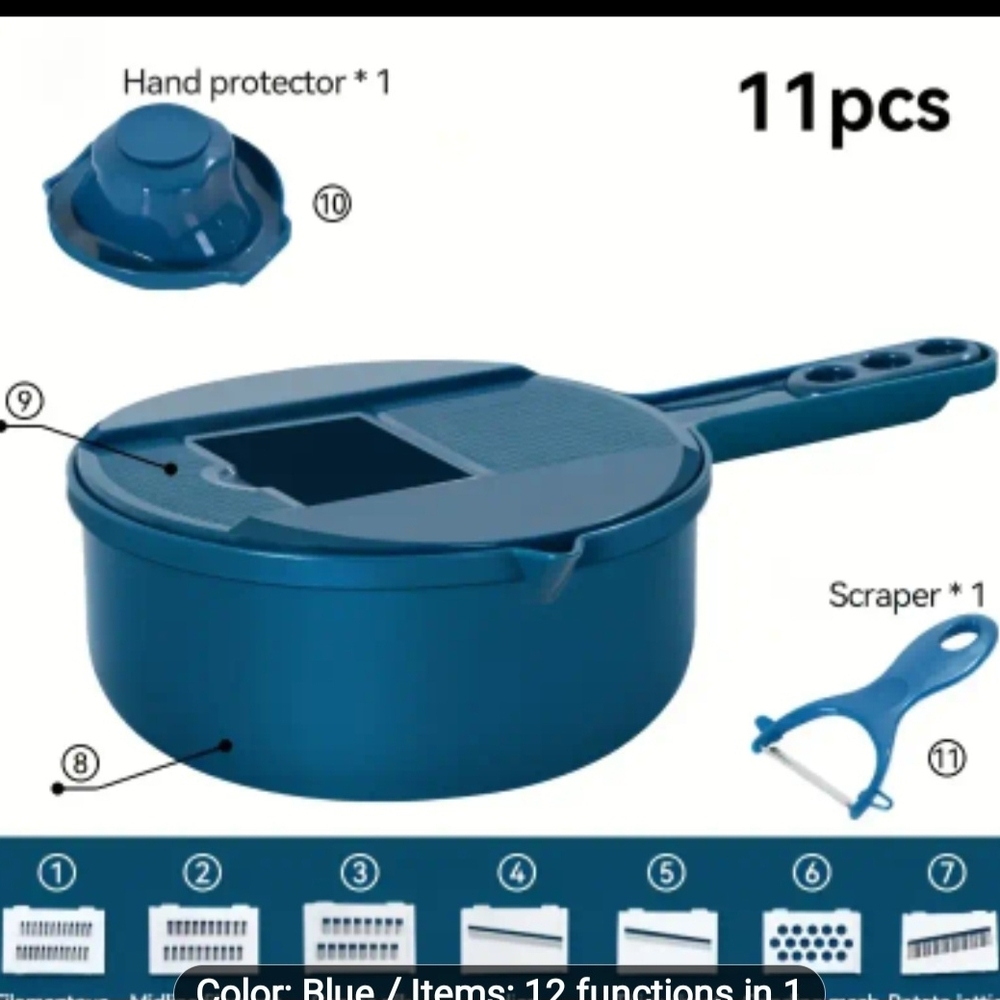 11-Piece Blue Kitchen Slicer Set